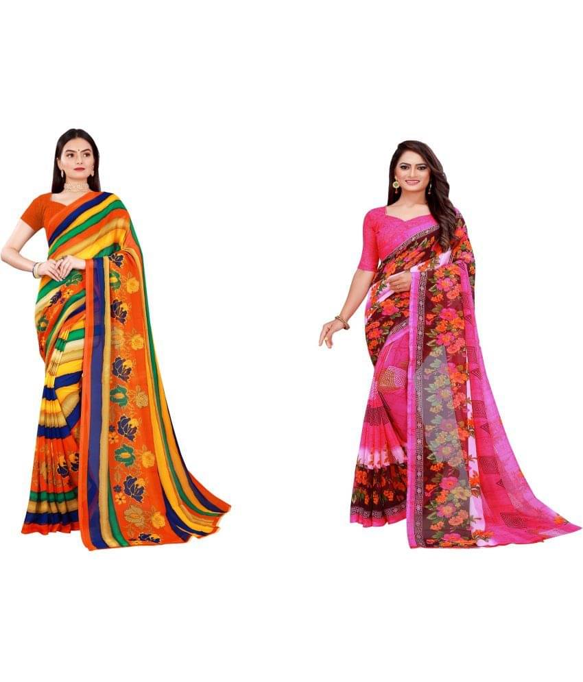     			Saadhvi Cotton Silk Printed Saree With Unstitched Blouse Piece ( Multicolor )