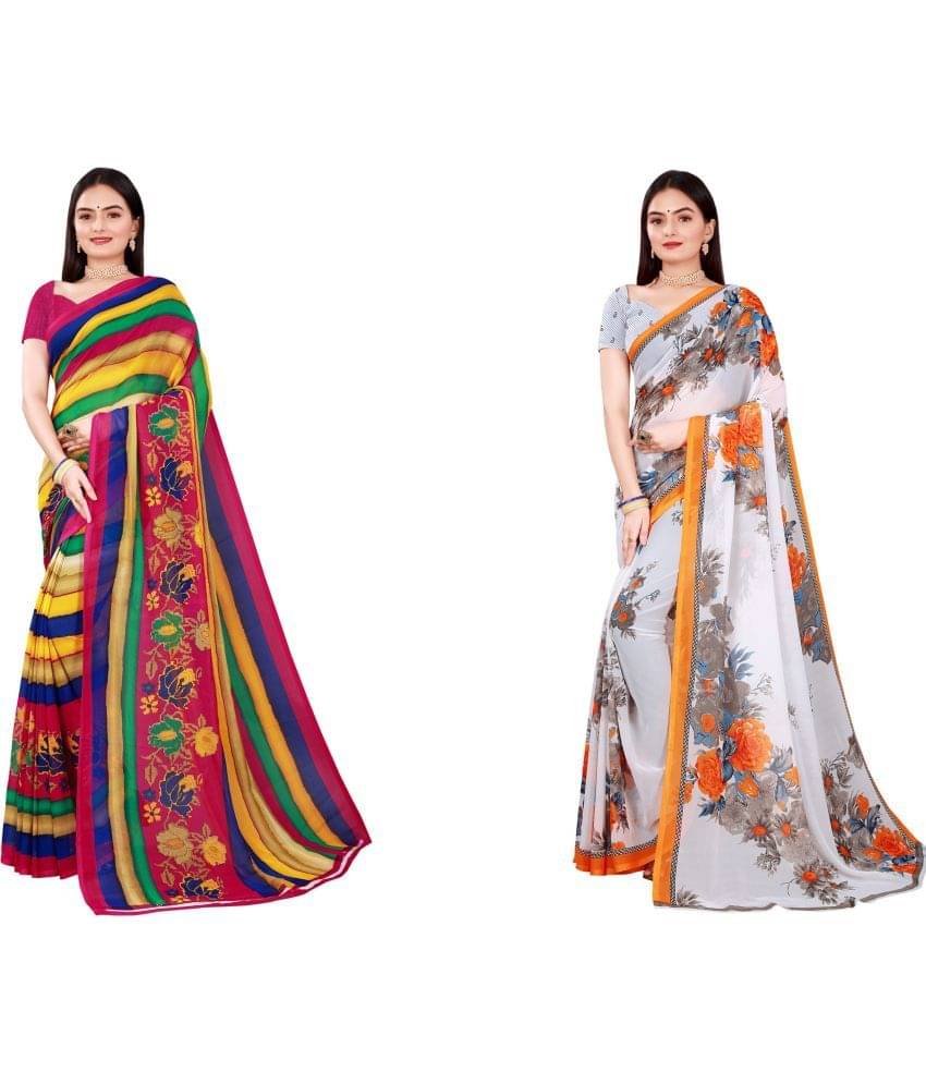 Saadhvi Cotton Silk Printed Saree With Unstitched Blouse Piece ( Multicolor ) Saadhvi Cotton Silk Printed Saree With Unstitched Blouse Piece ( Multicolor )