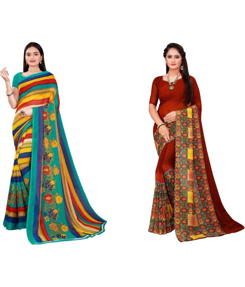 Saadhvi Cotton Silk Printed Saree With Unstitched Blouse Piece ( Multicolor )     			Saadhvi Cotton Silk Printed Saree With Unstitched Blouse Piece ( Multicolor )