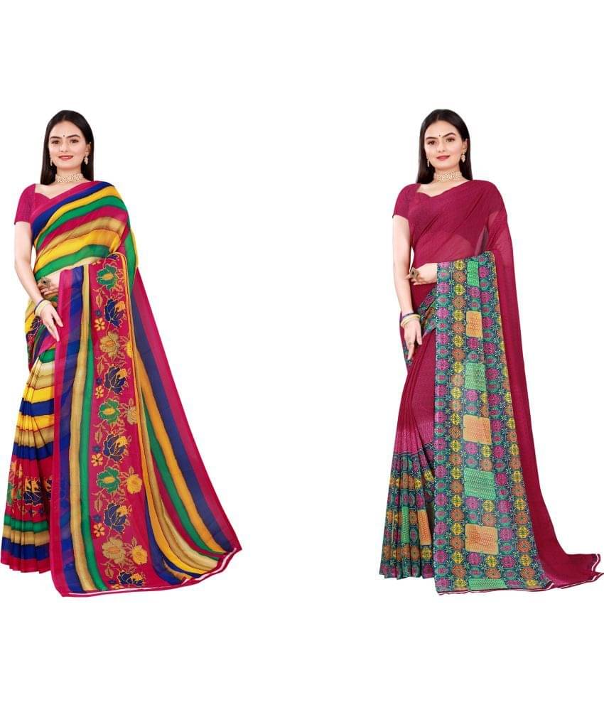 Saadhvi Cotton Silk Printed Saree With Unstitched Blouse Piece ( Multicolor ) Saadhvi Cotton Silk Printed Saree With Unstitched Blouse Piece ( Multicolor )