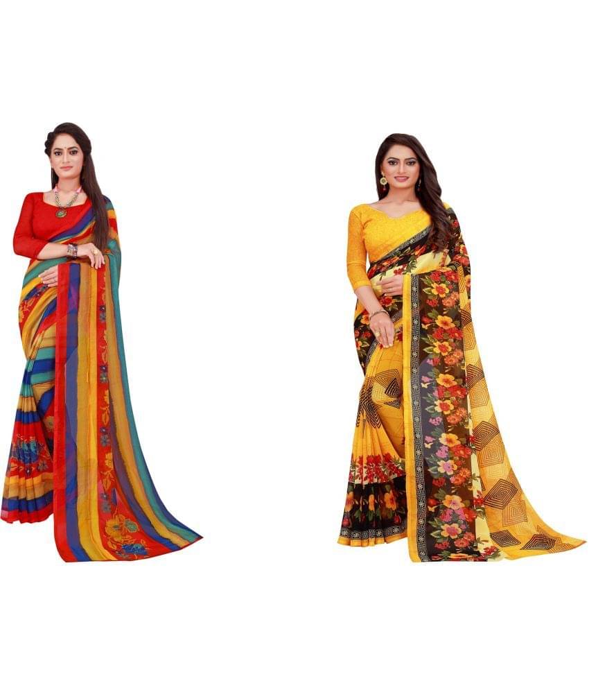Saadhvi Cotton Silk Printed Saree With Unstitched Blouse Piece ( Multicolor ) Saadhvi Cotton Silk Printed Saree With Unstitched Blouse Piece ( Multicolor )