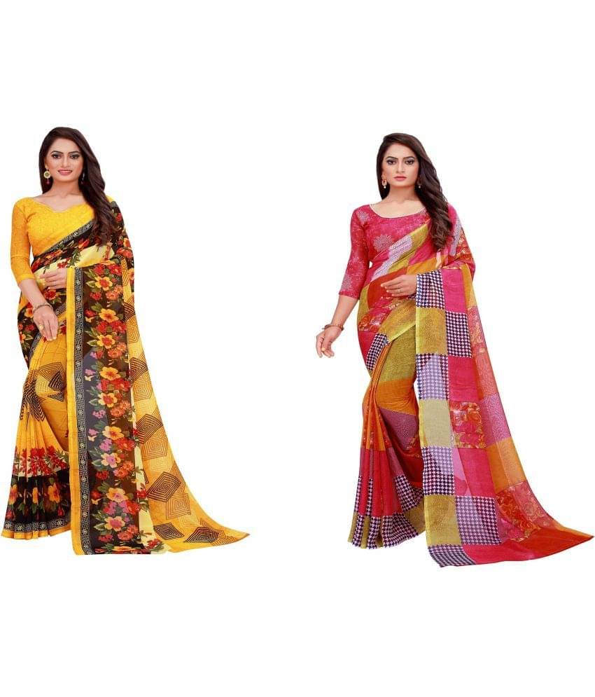 Saadhvi Cotton Silk Printed Saree With Unstitched Blouse Piece ( Multicolor ) Saadhvi Cotton Silk Printed Saree With Unstitched Blouse Piece ( Multicolor )