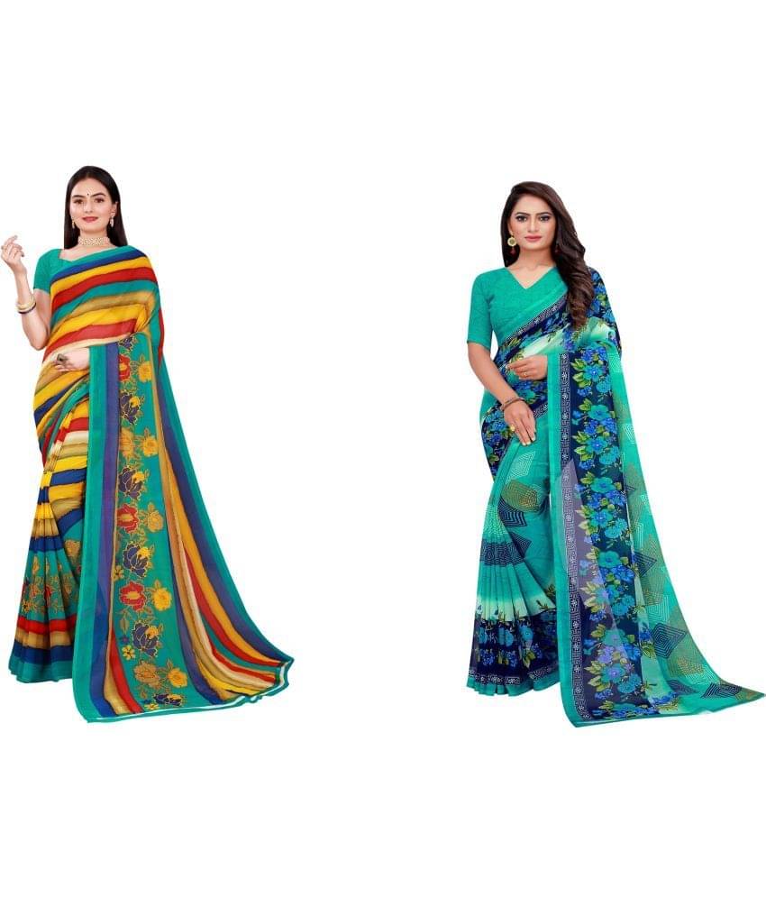 Saadhvi Cotton Silk Printed Saree With Unstitched Blouse Piece ( Multicolor ) Saadhvi Cotton Silk Printed Saree With Unstitched Blouse Piece ( Multicolor )