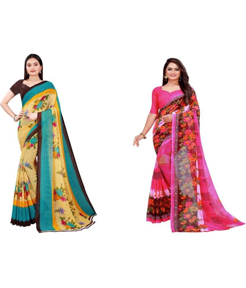     			Saadhvi Cotton Silk Printed Saree With Unstitched Blouse Piece ( Multicolor )