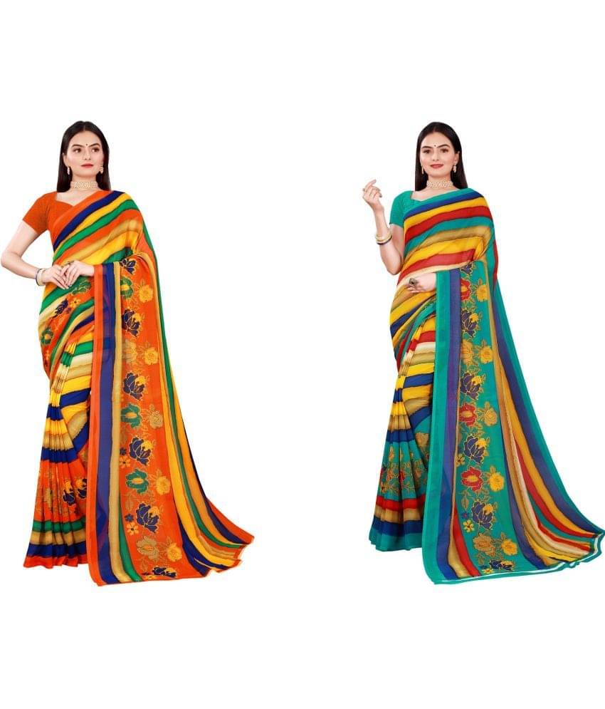 Saadhvi Cotton Silk Printed Saree With Unstitched Blouse Piece ( Multicolor ) Saadhvi Cotton Silk Printed Saree With Unstitched Blouse Piece ( Multicolor )
