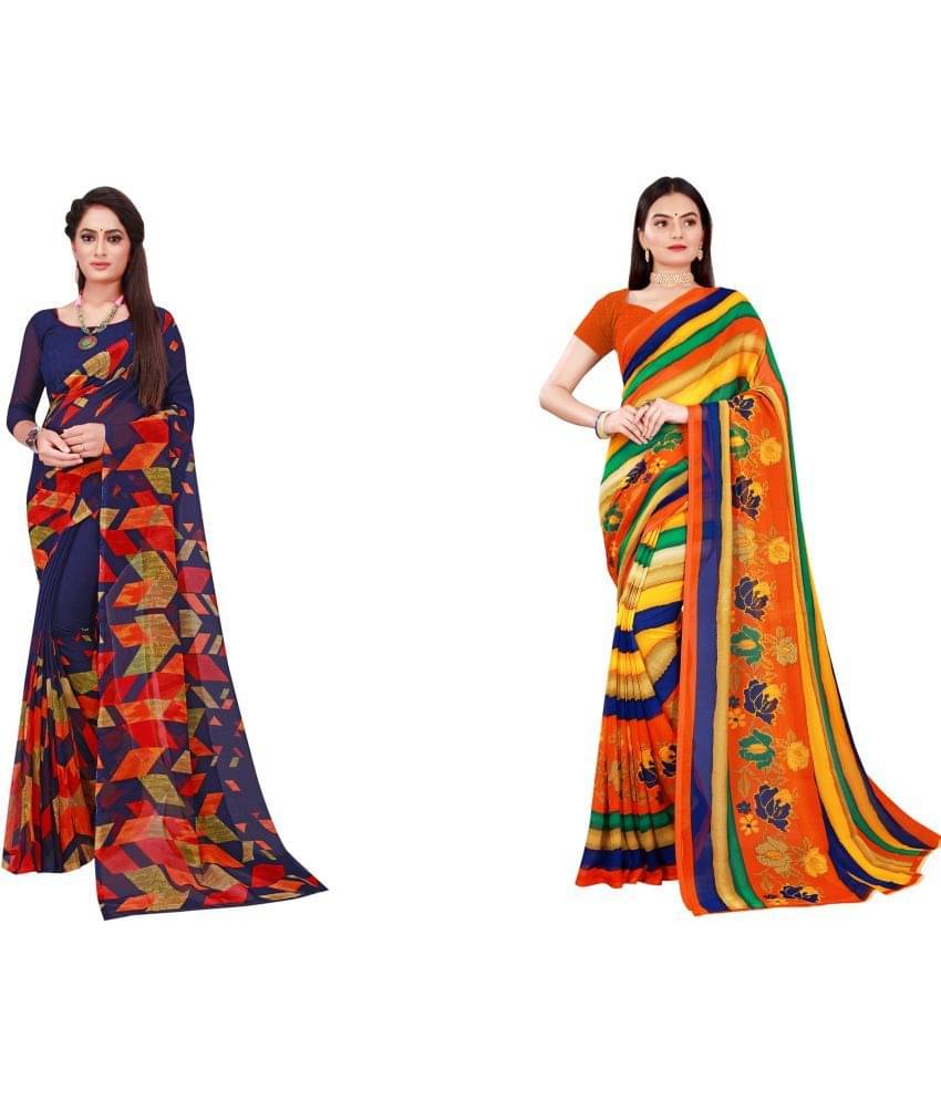 Saadhvi Cotton Silk Printed Saree With Unstitched Blouse Piece ( Multicolor ) Saadhvi Cotton Silk Printed Saree With Unstitched Blouse Piece ( Multicolor )