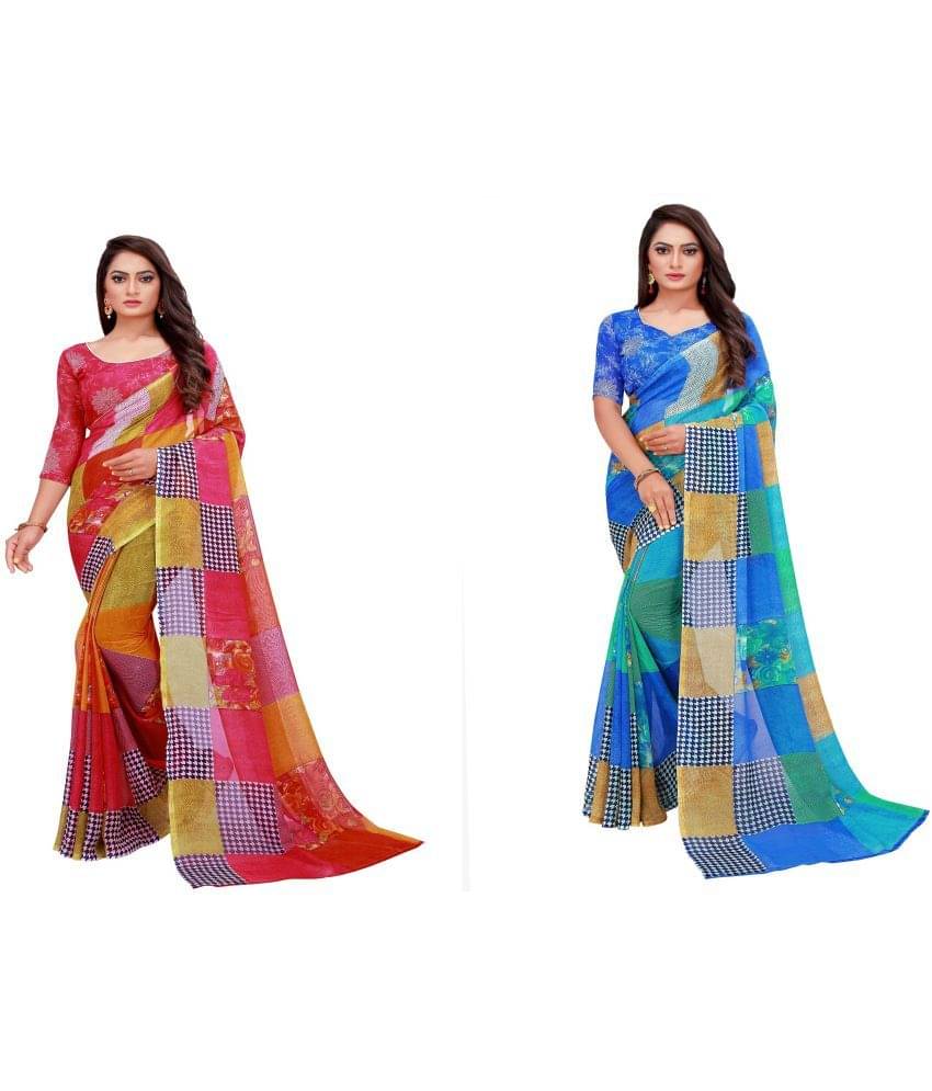 Saadhvi Cotton Silk Printed Saree With Unstitched Blouse Piece ( Multicolor )     			Saadhvi Cotton Silk Printed Saree With Unstitched Blouse Piece ( Multicolor )