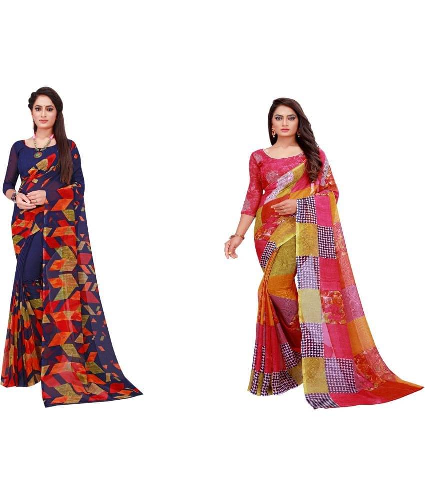 Saadhvi Cotton Silk Printed Saree With Unstitched Blouse Piece ( Multicolor ) Saadhvi Cotton Silk Printed Saree With Unstitched Blouse Piece ( Multicolor )
