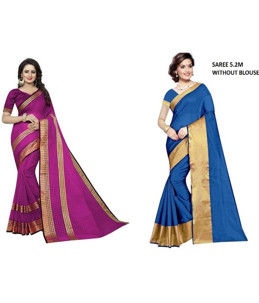     			Saadhvi Cotton Silk Printed Saree With Unstitched Blouse Piece ( Multicolor )