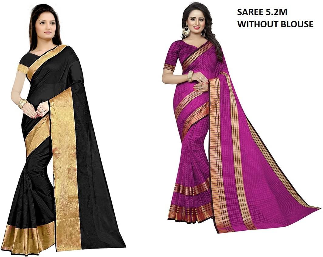     			Saadhvi Cotton Silk Printed Saree With Unstitched Blouse Piece ( Multicolor )