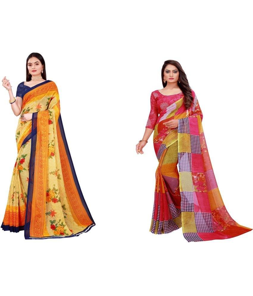 Saadhvi Cotton Silk Printed Saree With Unstitched Blouse Piece ( Multicolor ) Saadhvi Cotton Silk Printed Saree With Unstitched Blouse Piece ( Multicolor )