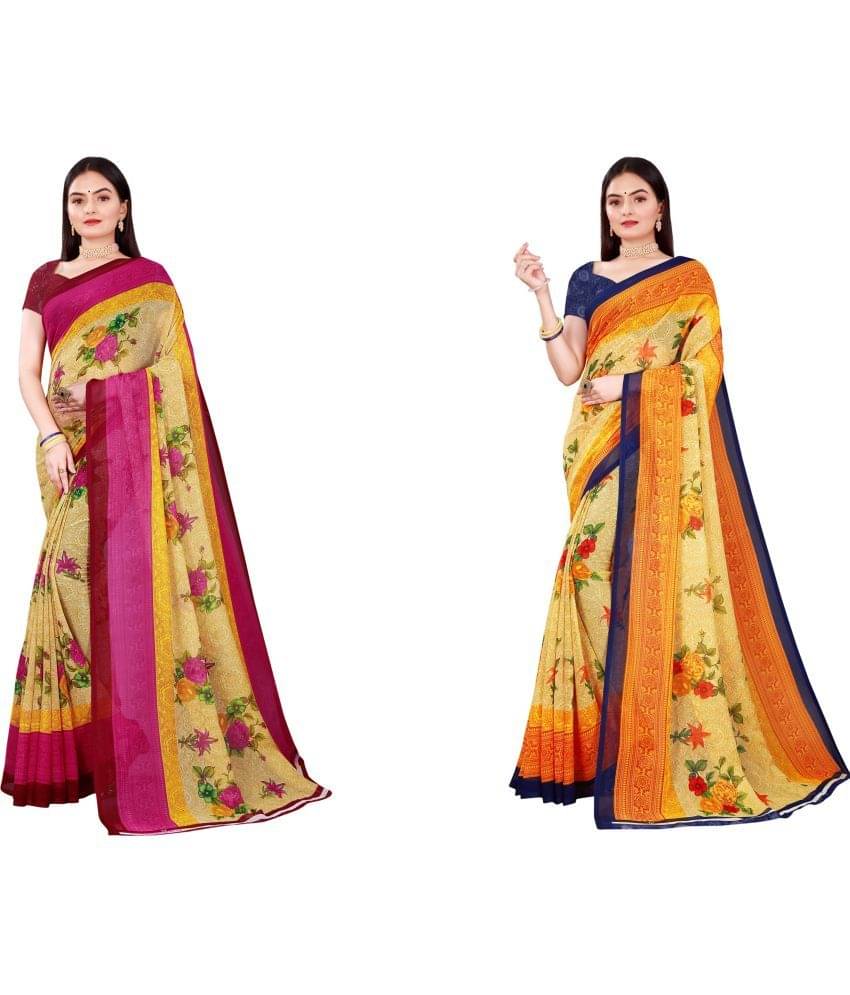 Saadhvi Cotton Silk Printed Saree With Unstitched Blouse Piece ( Multicolor ) Saadhvi Cotton Silk Printed Saree With Unstitched Blouse Piece ( Multicolor )