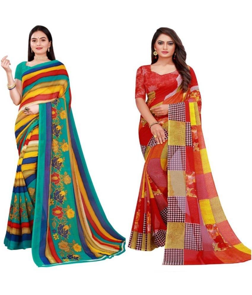 Saadhvi Cotton Silk Printed Saree With Unstitched Blouse Piece ( Multicolor ) Saadhvi Cotton Silk Printed Saree With Unstitched Blouse Piece ( Multicolor )