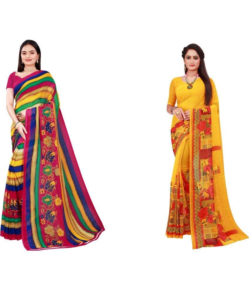 Saadhvi Cotton Silk Printed Saree With Unstitched Blouse Piece ( Multicolor ) Saadhvi Cotton Silk Printed Saree With Unstitched Blouse Piece ( Multicolor )