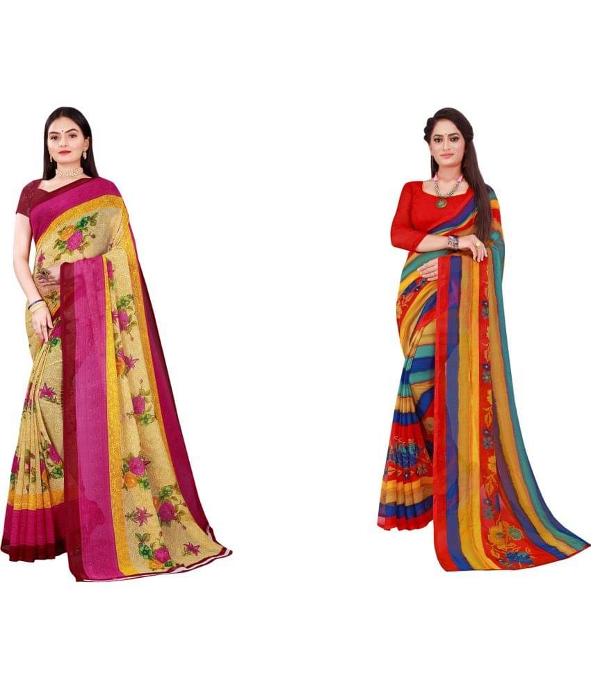 Saadhvi Cotton Silk Printed Saree With Unstitched Blouse Piece ( Multicolor ) Saadhvi Cotton Silk Printed Saree With Unstitched Blouse Piece ( Multicolor )