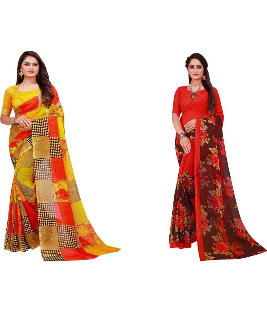     			Saadhvi Cotton Silk Printed Saree With Unstitched Blouse Piece ( Multicolor )