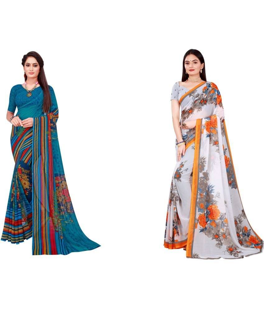 Saadhvi Cotton Silk Printed Saree With Unstitched Blouse Piece ( Multicolor ) Saadhvi Cotton Silk Printed Saree With Unstitched Blouse Piece ( Multicolor )