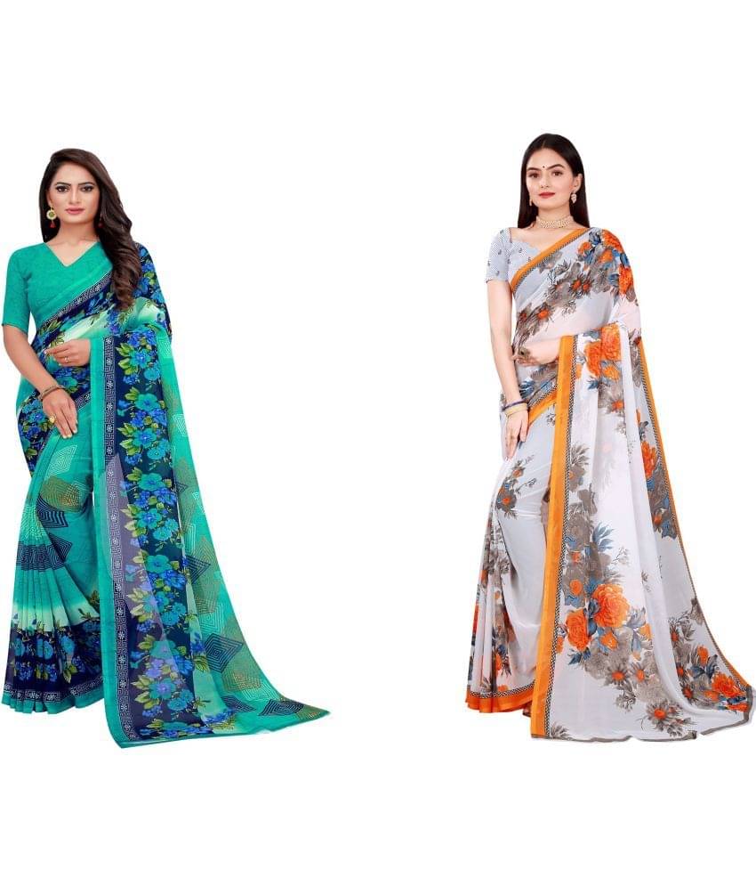 Saadhvi Cotton Silk Printed Saree With Unstitched Blouse Piece ( Multicolor ) Saadhvi Cotton Silk Printed Saree With Unstitched Blouse Piece ( Multicolor )