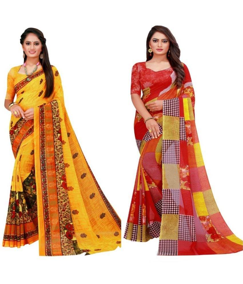     			Saadhvi Cotton Silk Printed Saree With Unstitched Blouse Piece ( Multicolor )