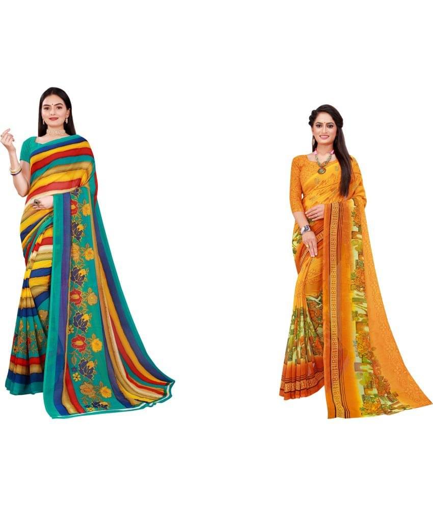 Saadhvi Cotton Silk Printed Saree With Unstitched Blouse Piece ( Multicolor )     			Saadhvi Cotton Silk Printed Saree With Unstitched Blouse Piece ( Multicolor )