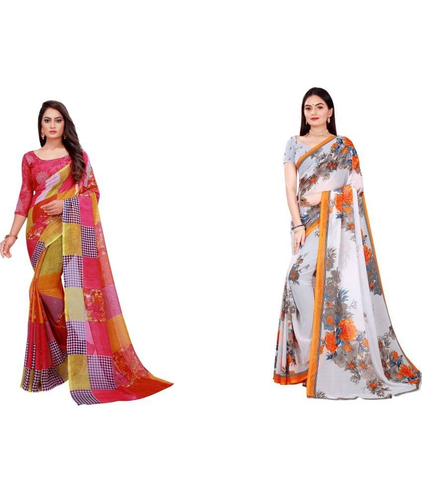 Saadhvi Cotton Silk Printed Saree With Unstitched Blouse Piece ( Multicolor ) Saadhvi Cotton Silk Printed Saree With Unstitched Blouse Piece ( Multicolor )
