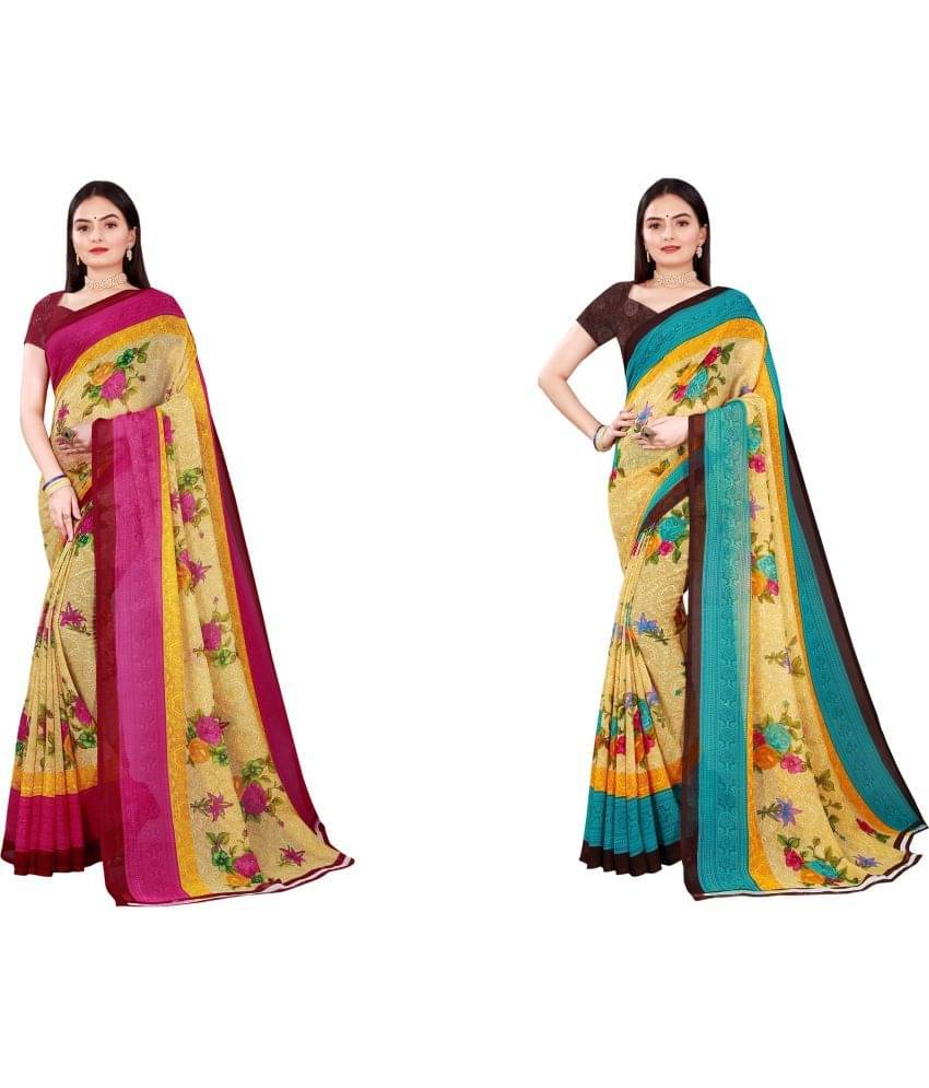 Saadhvi Cotton Silk Printed Saree With Unstitched Blouse Piece ( Multicolor )     			Saadhvi Cotton Silk Printed Saree With Unstitched Blouse Piece ( Multicolor )