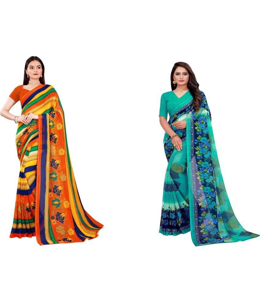     			Saadhvi Cotton Silk Printed Saree With Unstitched Blouse Piece ( Multicolor )
