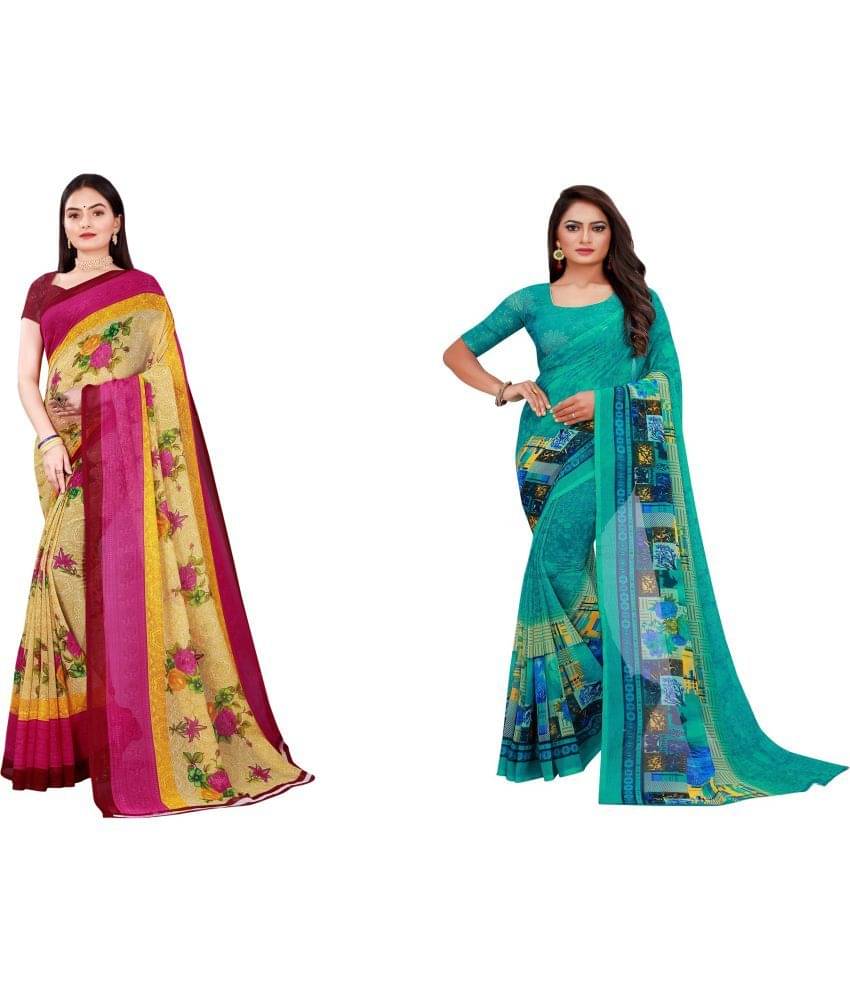 Saadhvi Cotton Silk Printed Saree With Unstitched Blouse Piece ( Multicolor )     			Saadhvi Cotton Silk Printed Saree With Unstitched Blouse Piece ( Multicolor )