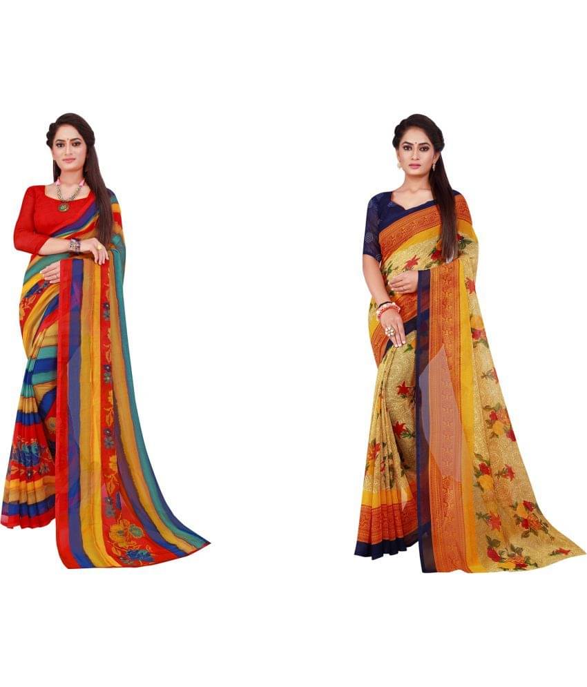 Saadhvi Cotton Silk Printed Saree With Unstitched Blouse Piece ( Multicolor )     			Saadhvi Cotton Silk Printed Saree With Unstitched Blouse Piece ( Multicolor )