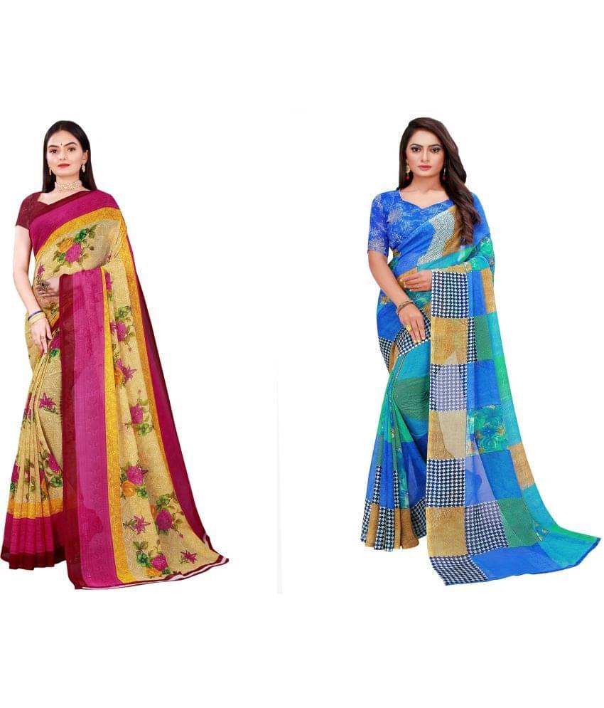     			Saadhvi Cotton Silk Printed Saree With Unstitched Blouse Piece ( Multicolor )