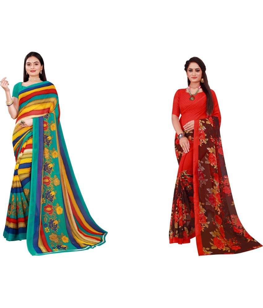 Saadhvi Cotton Silk Printed Saree With Unstitched Blouse Piece ( Multicolor )     			Saadhvi Cotton Silk Printed Saree With Unstitched Blouse Piece ( Multicolor )