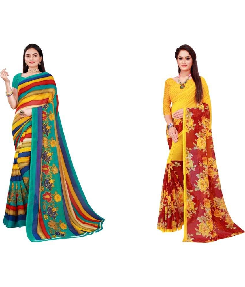 Saadhvi Cotton Silk Printed Saree With Unstitched Blouse Piece ( Multicolor )     			Saadhvi Cotton Silk Printed Saree With Unstitched Blouse Piece ( Multicolor )