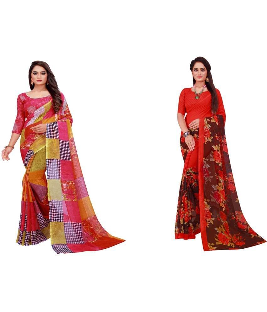 Saadhvi Cotton Silk Printed Saree With Unstitched Blouse Piece ( Multicolor )     			Saadhvi Cotton Silk Printed Saree With Unstitched Blouse Piece ( Multicolor )