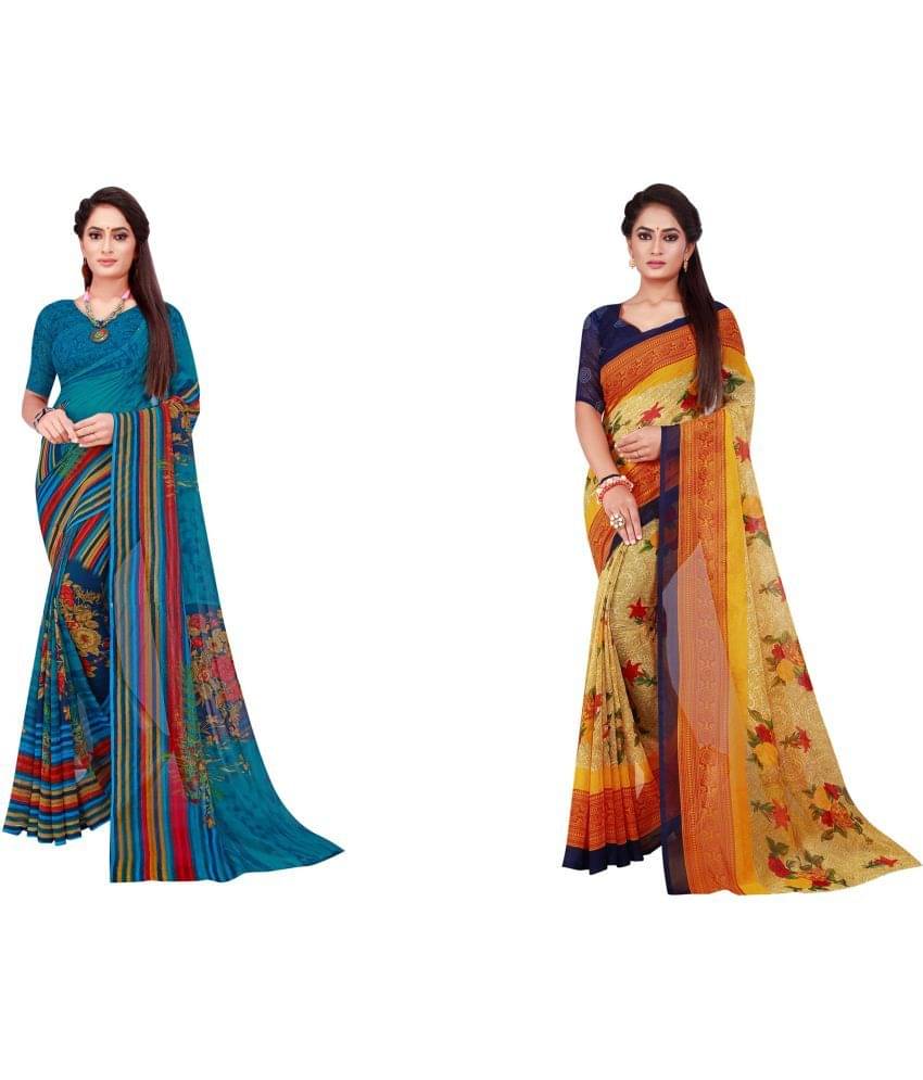 Saadhvi Cotton Silk Printed Saree With Unstitched Blouse Piece ( Multicolor ) Saadhvi Cotton Silk Printed Saree With Unstitched Blouse Piece ( Multicolor )