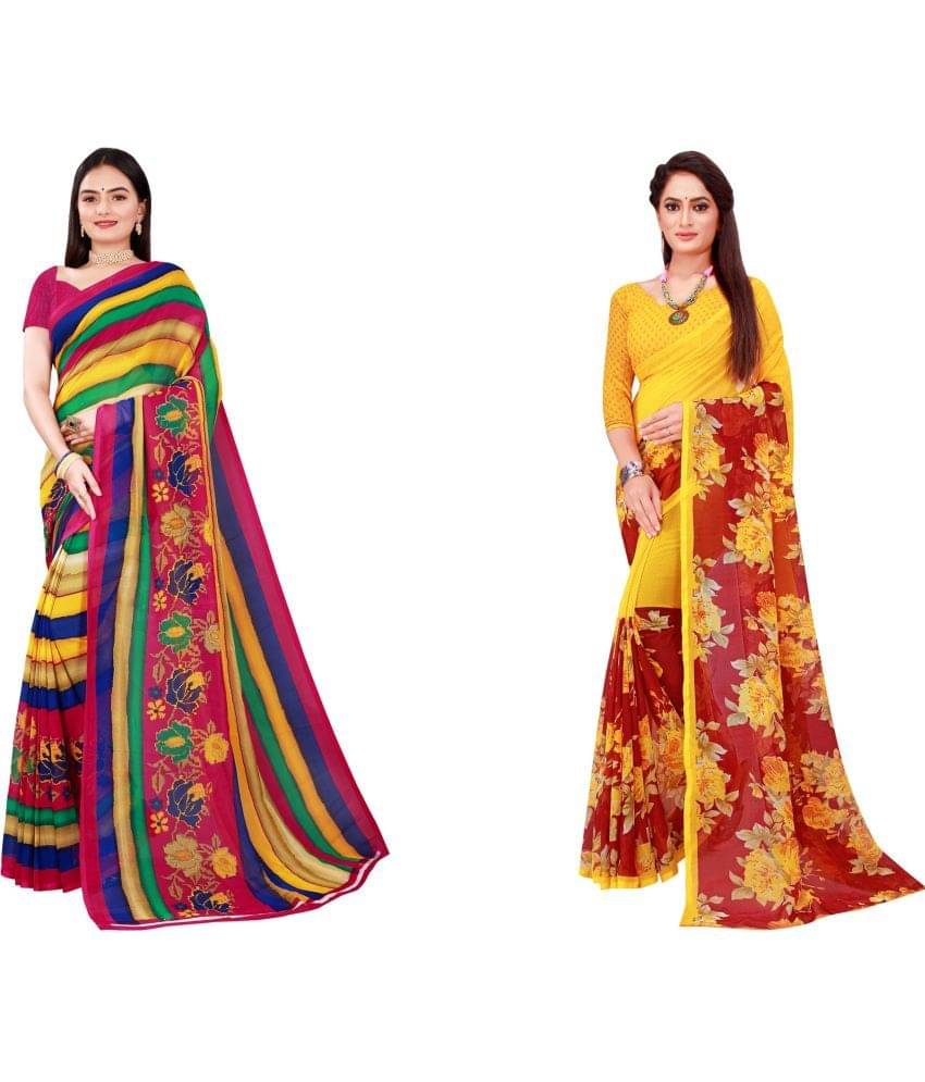Saadhvi Cotton Silk Printed Saree With Unstitched Blouse Piece ( Multicolor )     			Saadhvi Cotton Silk Printed Saree With Unstitched Blouse Piece ( Multicolor )