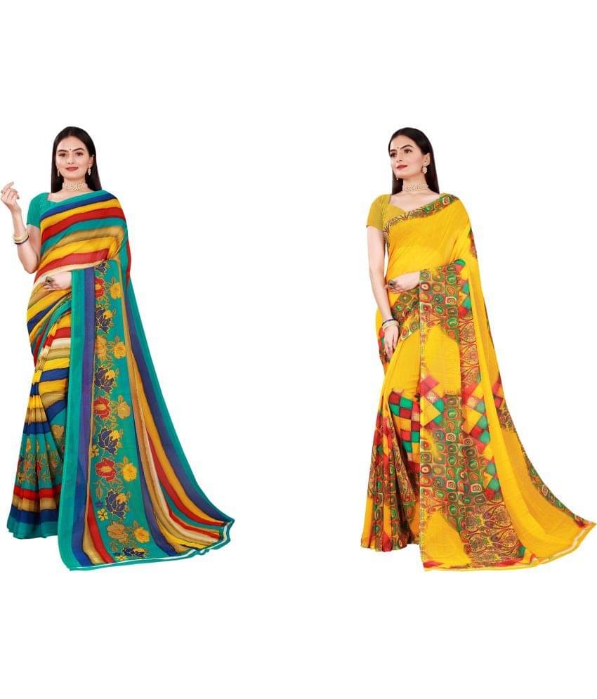 Saadhvi Cotton Silk Printed Saree With Unstitched Blouse Piece ( Multicolor ) Saadhvi Cotton Silk Printed Saree With Unstitched Blouse Piece ( Multicolor )