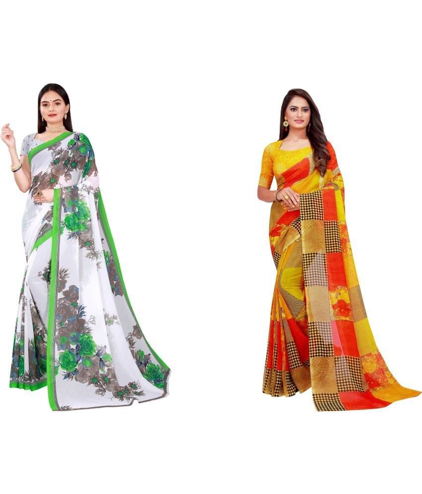 Saadhvi Cotton Silk Printed Saree With Unstitched Blouse Piece ( Multicolor ) Saadhvi Cotton Silk Printed Saree With Unstitched Blouse Piece ( Multicolor )