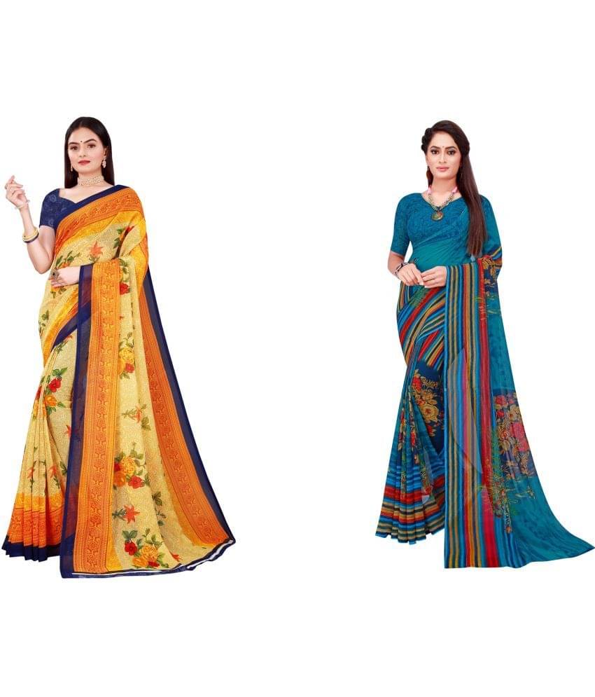Saadhvi Cotton Silk Printed Saree With Unstitched Blouse Piece ( Multicolor )     			Saadhvi Cotton Silk Printed Saree With Unstitched Blouse Piece ( Multicolor )