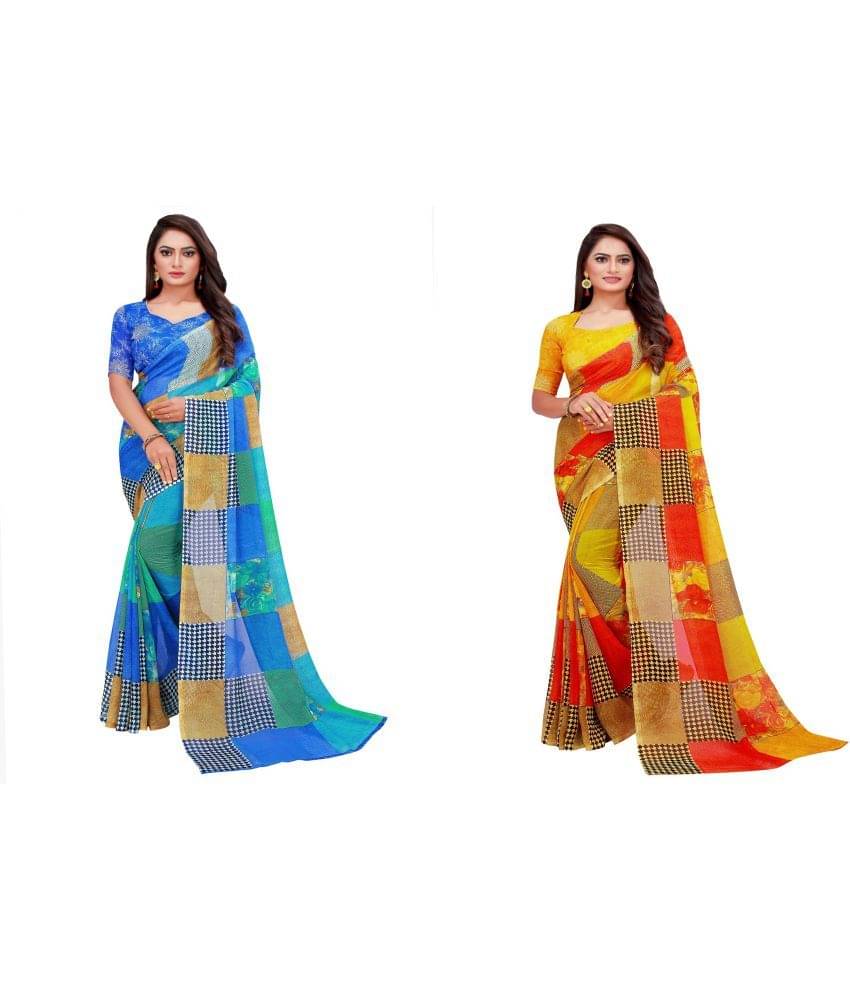 Saadhvi Cotton Silk Printed Saree With Unstitched Blouse Piece ( Multicolor )     			Saadhvi Cotton Silk Printed Saree With Unstitched Blouse Piece ( Multicolor )