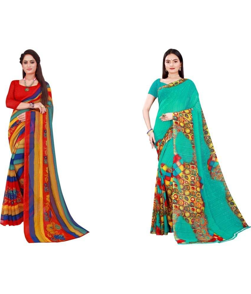     			Saadhvi Cotton Silk Printed Saree With Unstitched Blouse Piece ( Multicolor )