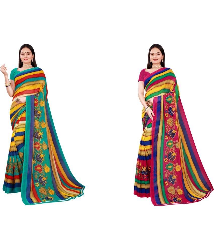 Saadhvi Cotton Silk Printed Saree With Unstitched Blouse Piece ( Multicolor ) Saadhvi Cotton Silk Printed Saree With Unstitched Blouse Piece ( Multicolor )