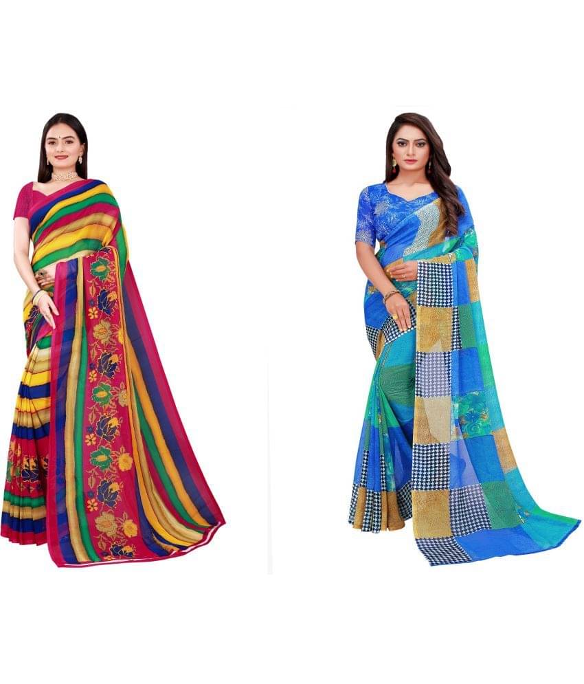Saadhvi Cotton Silk Printed Saree With Unstitched Blouse Piece ( Multicolor ) Saadhvi Cotton Silk Printed Saree With Unstitched Blouse Piece ( Multicolor )