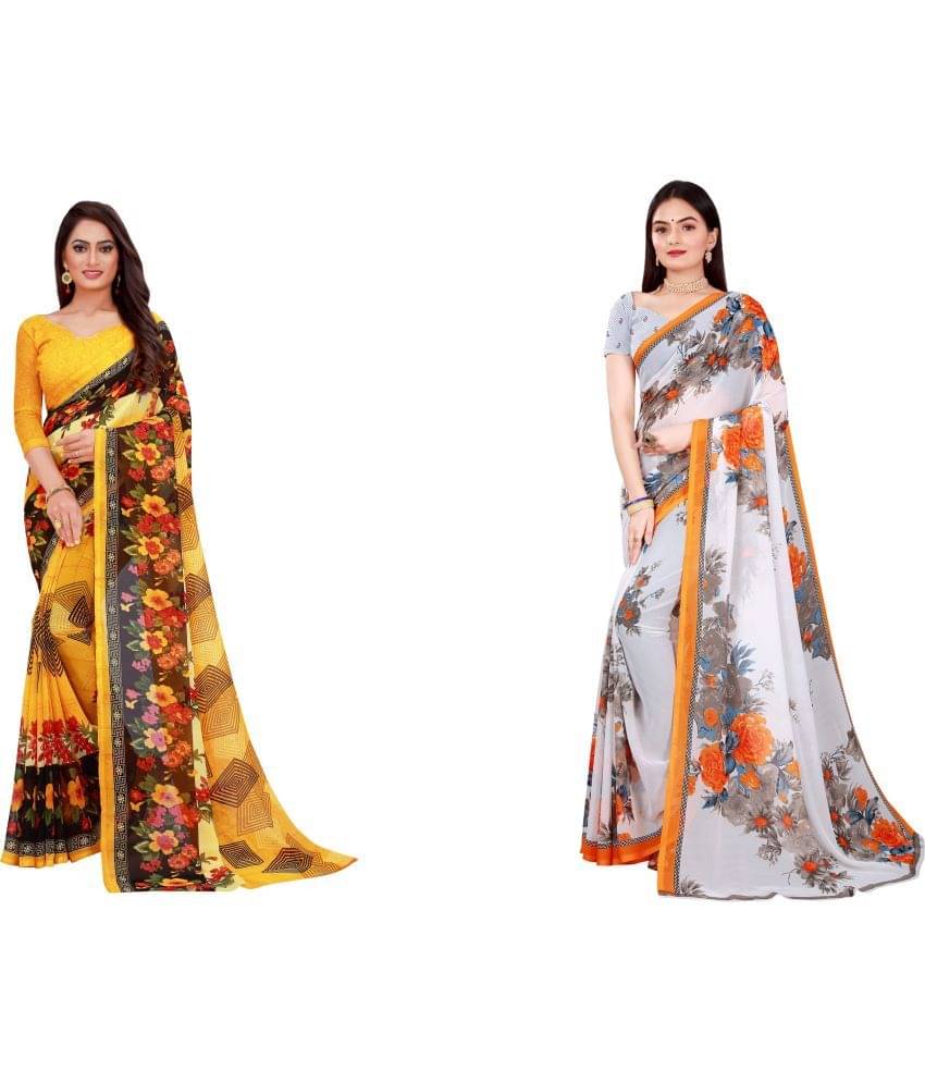 Saadhvi Cotton Silk Printed Saree With Unstitched Blouse Piece ( Multicolor ) Saadhvi Cotton Silk Printed Saree With Unstitched Blouse Piece ( Multicolor )