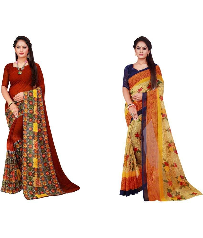 Saadhvi Cotton Silk Printed Saree With Unstitched Blouse Piece ( Multicolor )     			Saadhvi Cotton Silk Printed Saree With Unstitched Blouse Piece ( Multicolor )