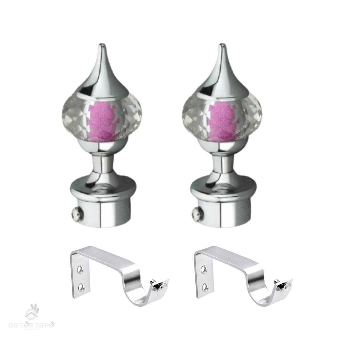     			Sun Shield Silver Wrought Iron Single Rod Bracket ( Pack of 2 )