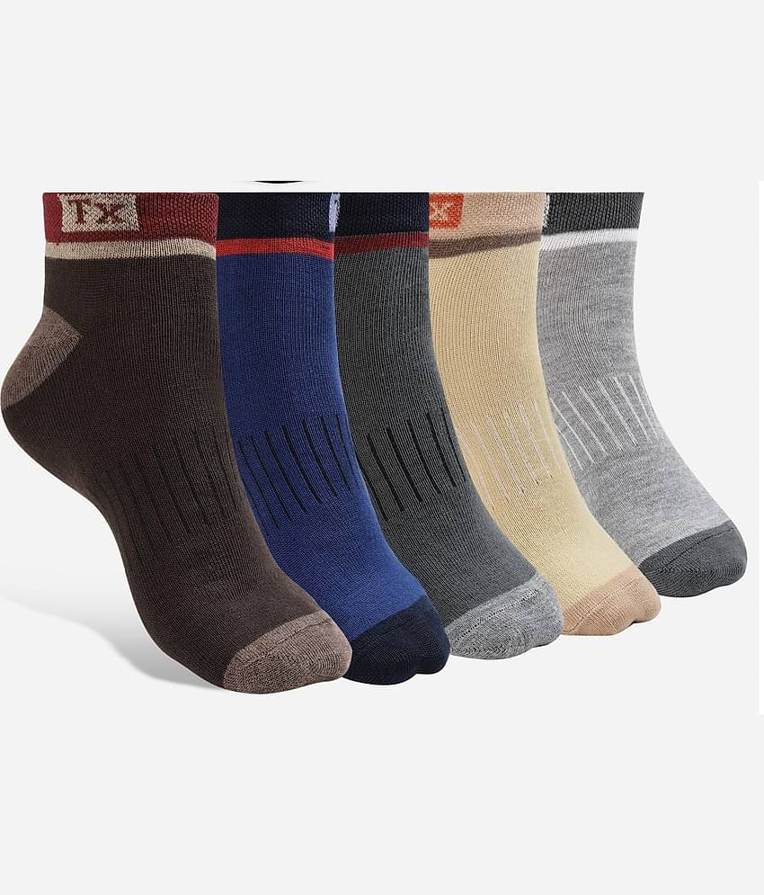 Texlon Cotton Men's Printed Multicolor Ankle Length Socks ( Pack of 5 )
