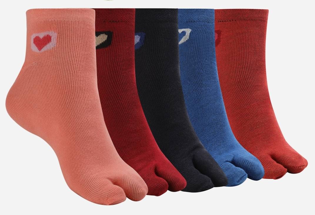     			Texlon Multicolor Cotton Women's Ankle Length Socks ( Pack of 5 )