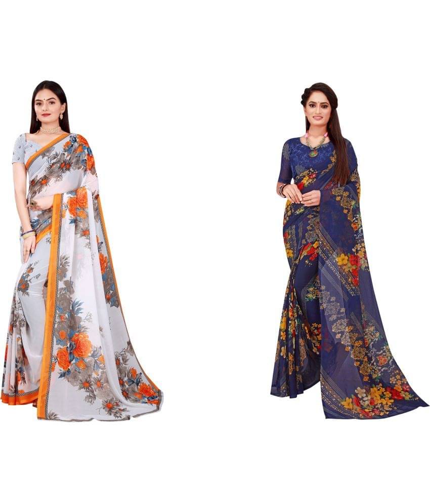     			Vkaran Cotton Silk Printed Saree With Unstitched Blouse Piece ( Multicolor )