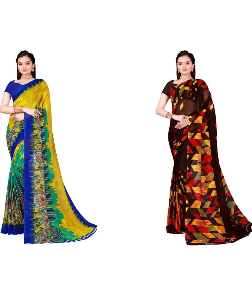     			Vkaran Cotton Silk Printed Saree With Unstitched Blouse Piece ( Multicolor )