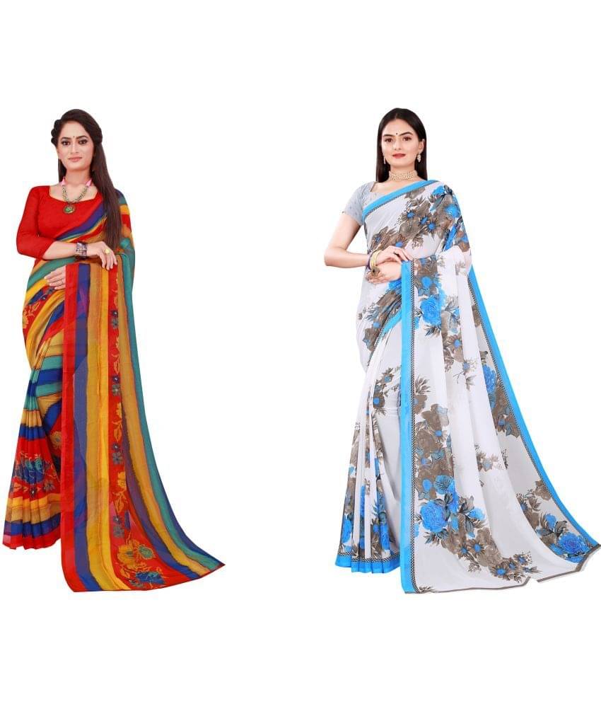     			Vkaran Cotton Silk Printed Saree With Unstitched Blouse Piece ( Multicolor )